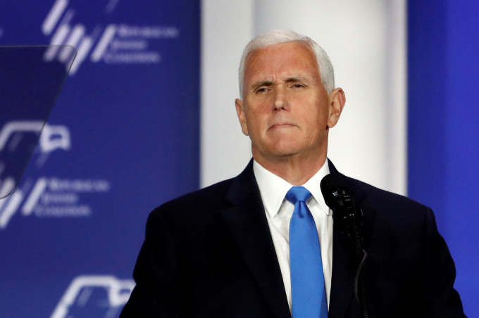 Ông Mike Pence tại hội nghị thường niên các nhà tài trợ của Liên minh Do Thái đảng Cộng hòa ở thành phố Las Vegas, bang Nevada ngày 28/10. Ảnh: Reuters
