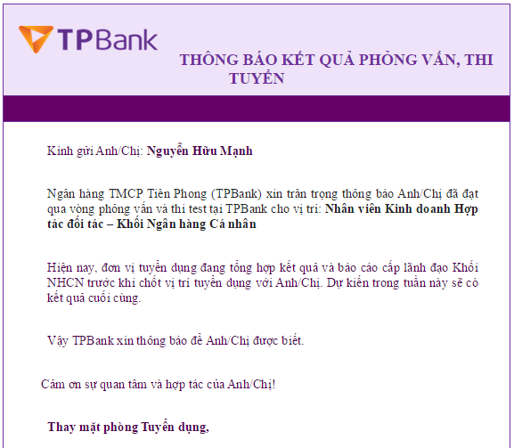Kinh nghiệm Thi tuyển và Phỏng vấn vào Ngân hàng Tiên phong (TPB)