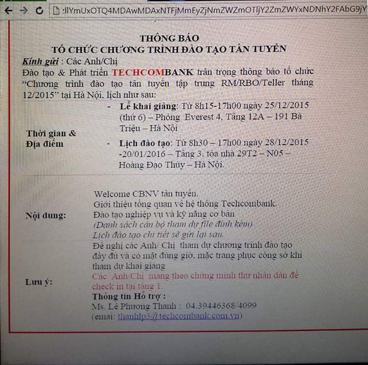 Ảnh minh họa – Techcombank TDTT đợt 6 ngày 19/11/2015