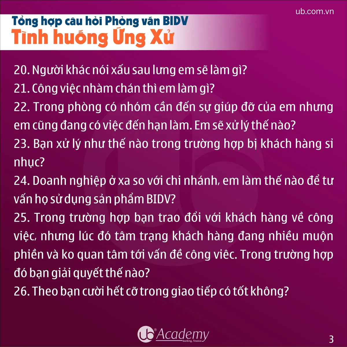Ảnh minh họa – Tổng hợp Giỏ câu hỏi Xử lý Tình huống - Phỏng vấn BIDV tháng 05/2019