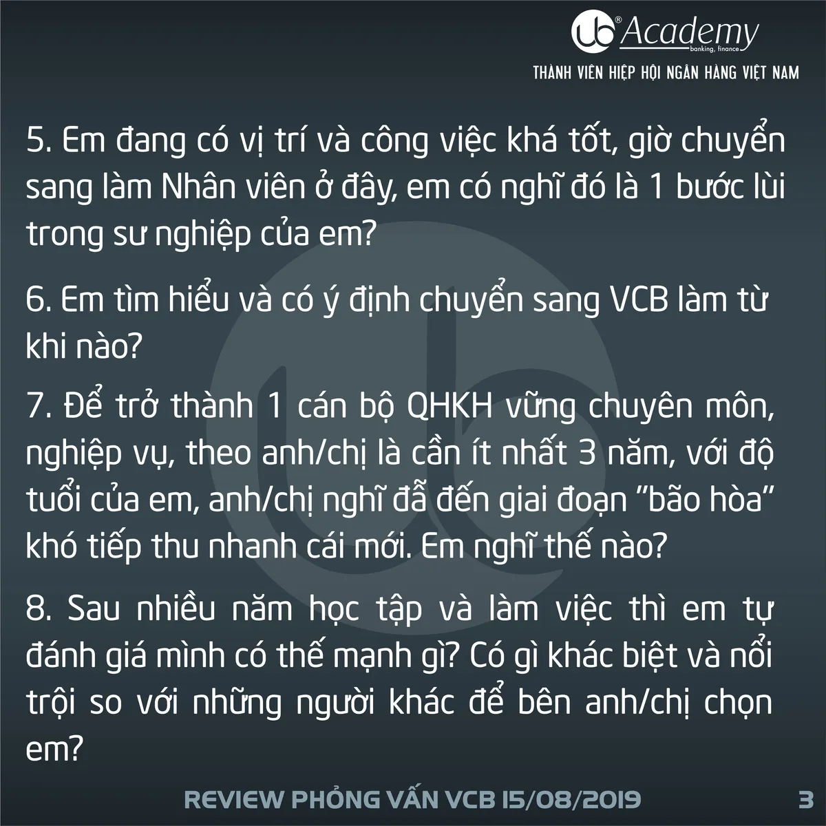 Ảnh minh họa – Phỏng vấn VCB - Chi nhánh trong miền Nam 16/08/2019