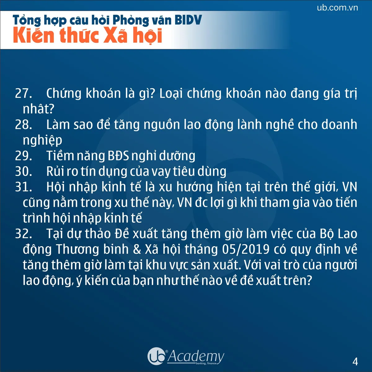 Ảnh minh họa – Tổng hợp Giỏ câu hỏi Kiến thức xã hội - Phỏng vấn BIDV tháng 05/2019