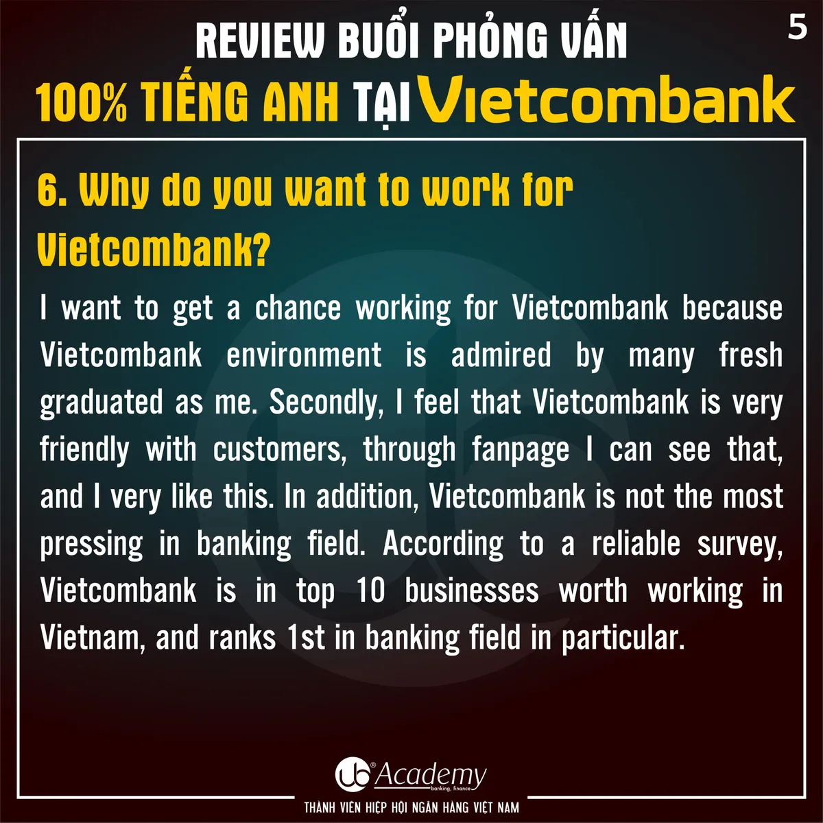 Ảnh minh họa – Review Phỏng vấn 100% Tiếng Anh tại Vietcombank năm 2019