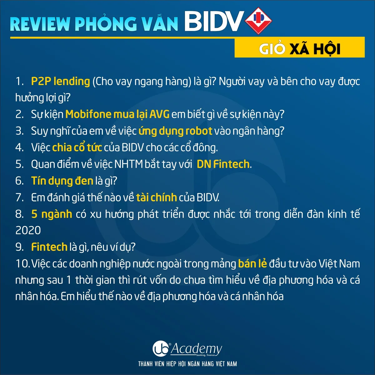 Ảnh minh họa – Tổng hợp câu hỏi Phỏng vấn BIDV năm 2020