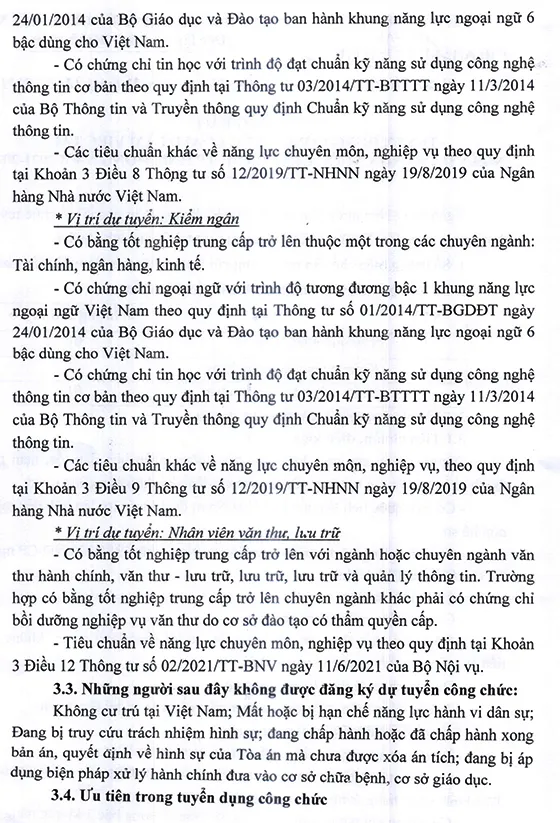 Ngân hàng nhà nước Việt Nam chi nhánh TP. Hải Phòng tuyển dụng công chức loại D…