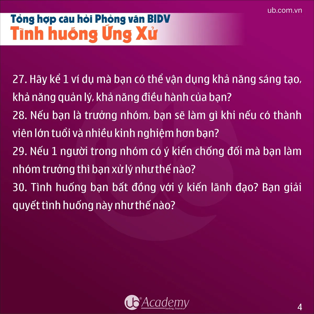 Ảnh minh họa – Tổng hợp Giỏ câu hỏi Xử lý Tình huống - Phỏng vấn BIDV tháng 05/2019