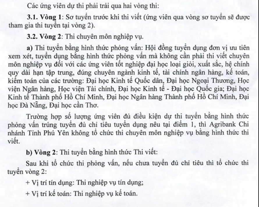[28.08]Agribank Chi nhánh Phú Yên chính thức thông báo Tuyển dụng Đợt 1 năm 2020