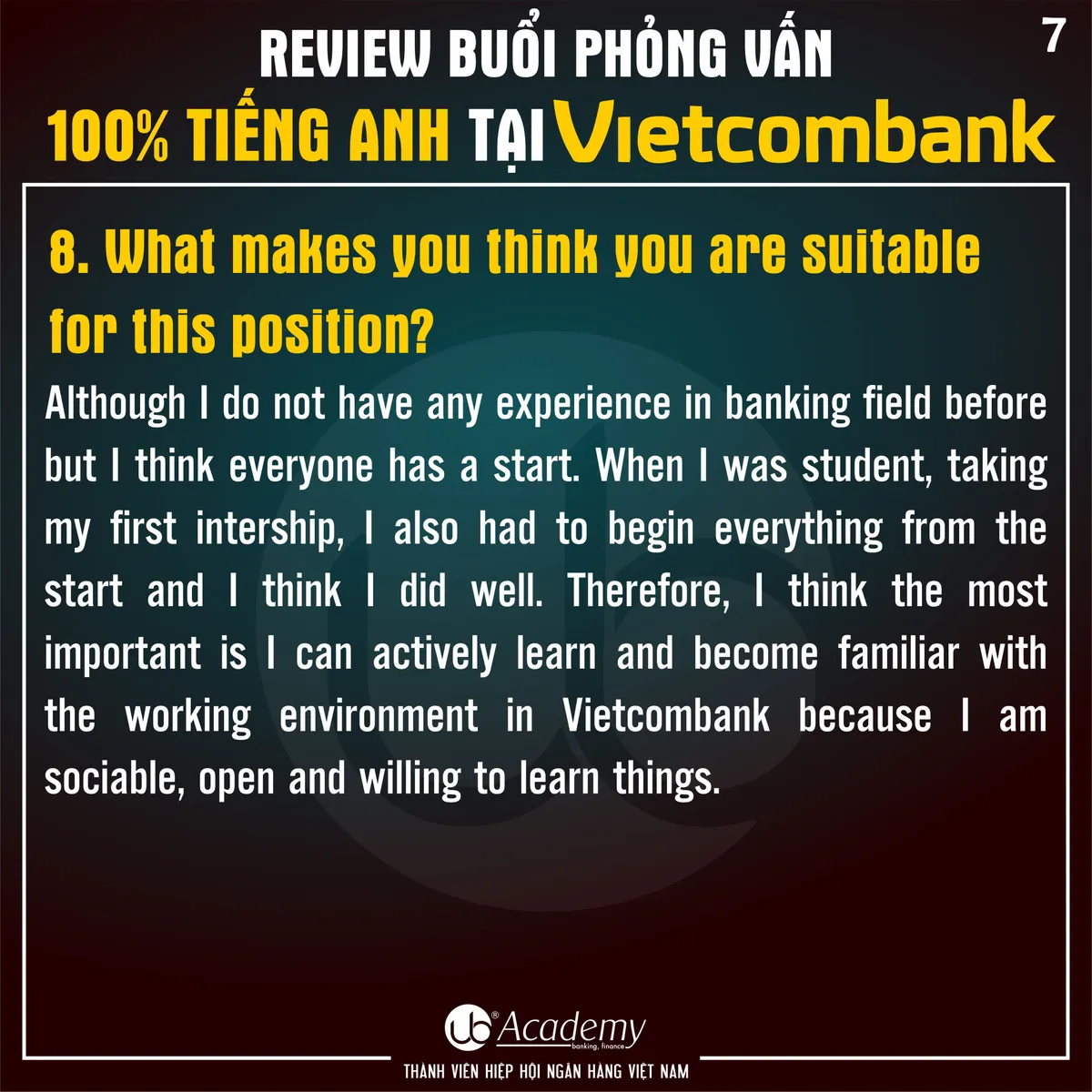 Ảnh minh họa – Review Phỏng vấn 100% Tiếng Anh tại Vietcombank năm 2019