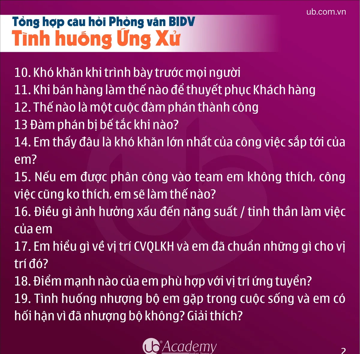 Ảnh minh họa – Tổng hợp Giỏ câu hỏi Xử lý Tình huống - Phỏng vấn BIDV tháng 05/2019