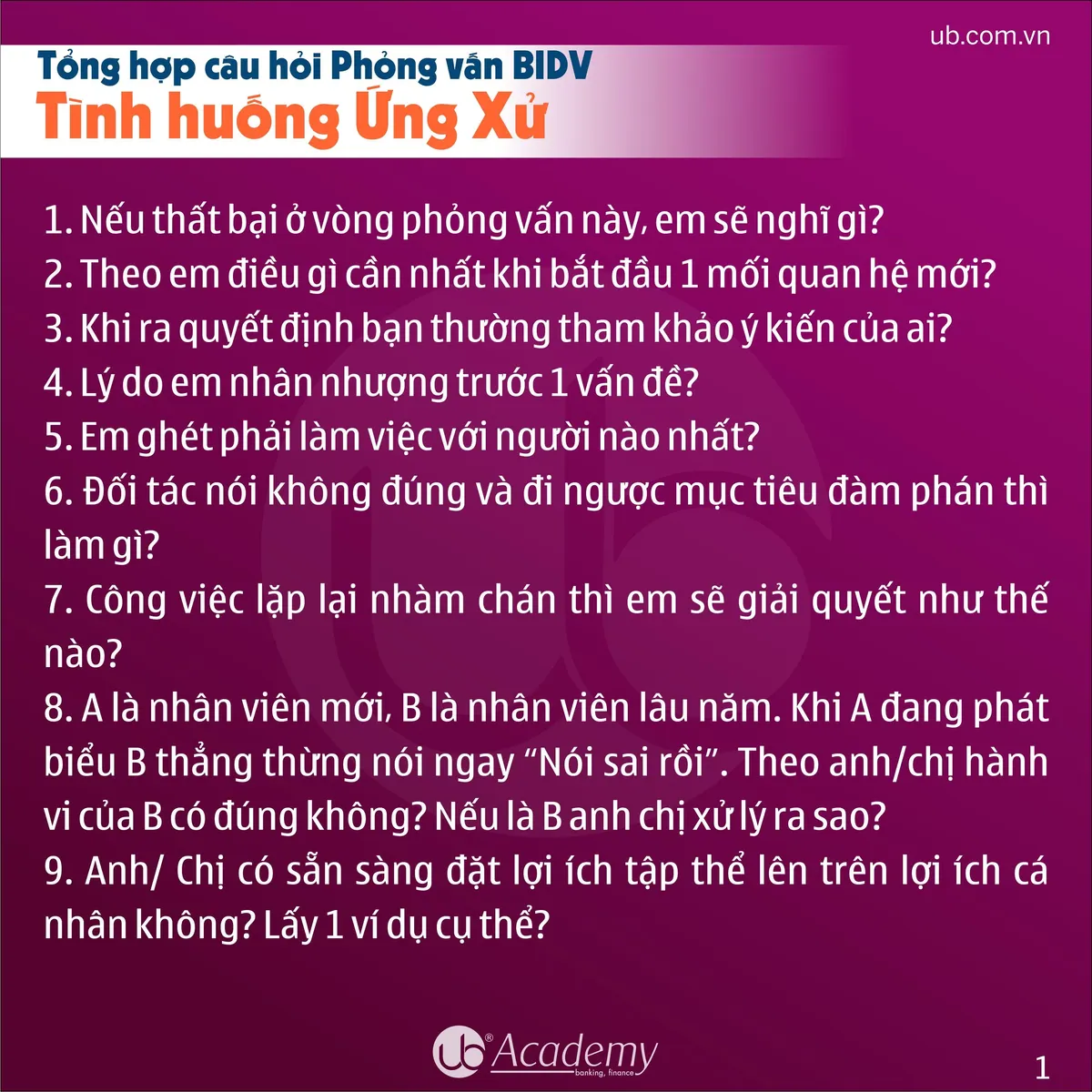 Ảnh minh họa – Tổng hợp Giỏ câu hỏi Xử lý Tình huống - Phỏng vấn BIDV tháng 05/2019