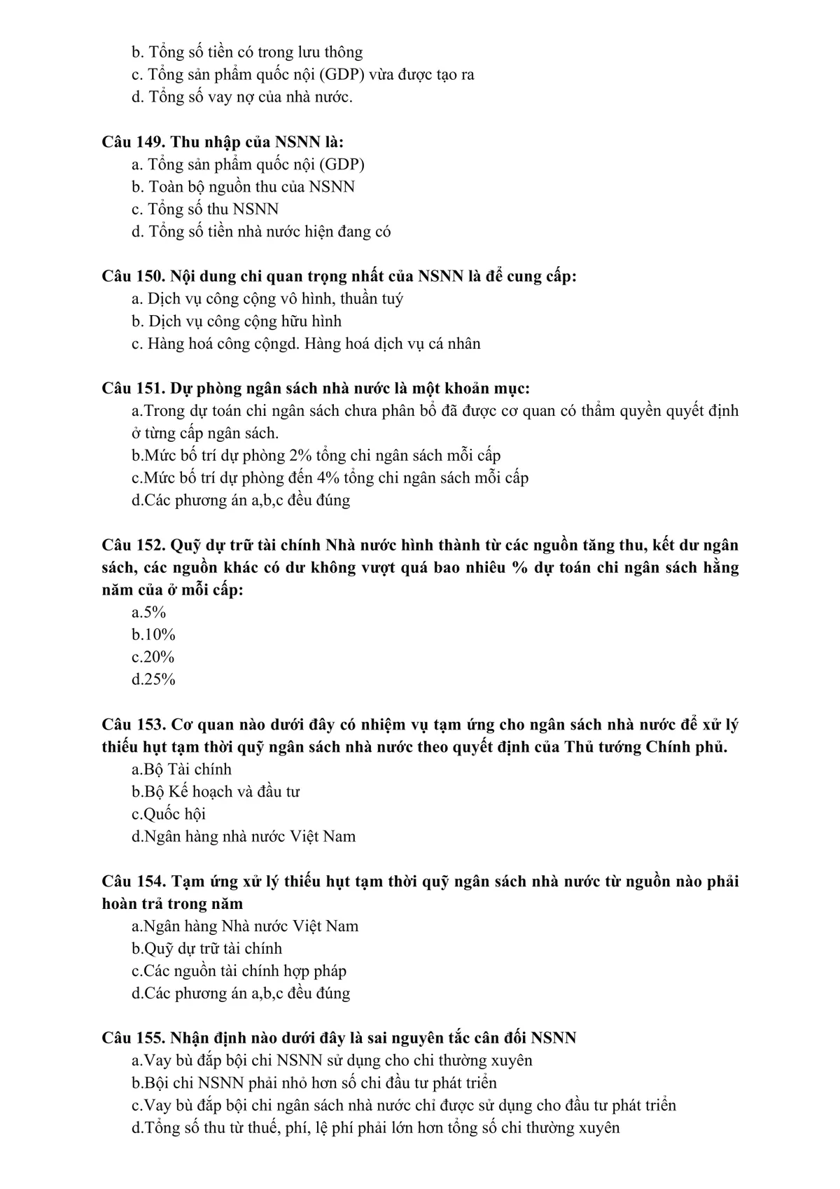 176 câu trắc nghiệm Luật NSNN thi Kho bạc