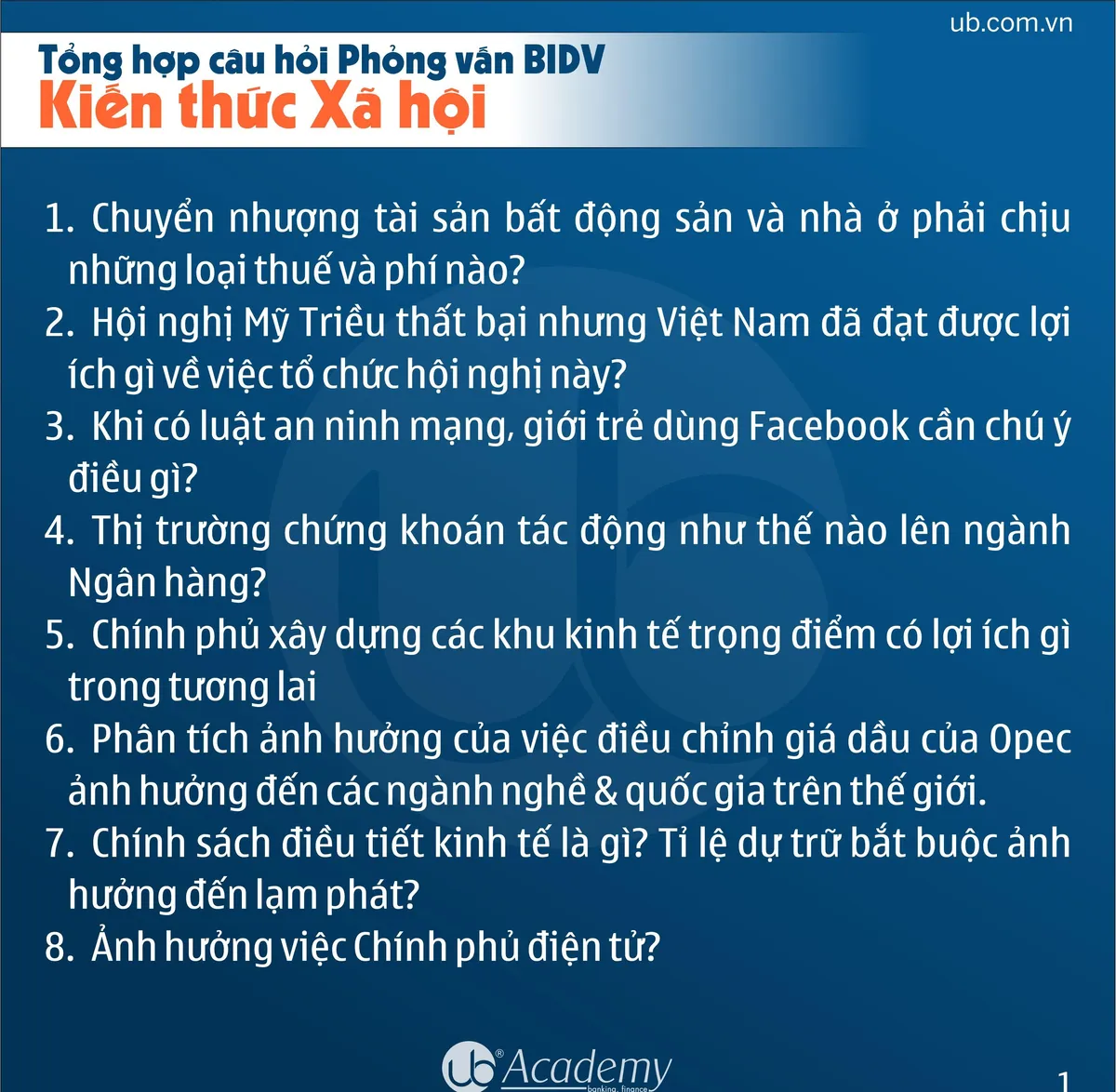 Ảnh minh họa – Tổng hợp Giỏ câu hỏi Kiến thức xã hội - Phỏng vấn BIDV tháng 05/2019