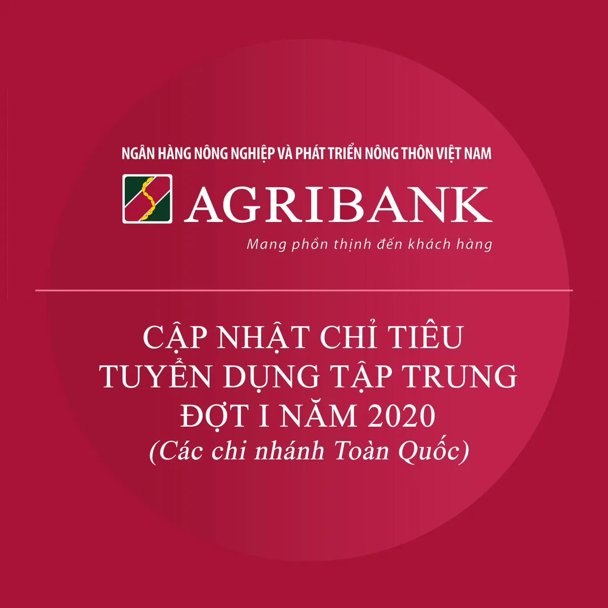 Ảnh minh họa – Agribank chính thức tuyển dụng tập trung đợt I năm 2020