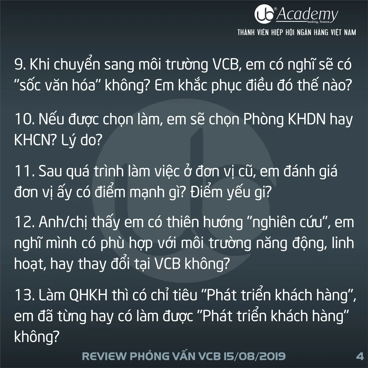 Ảnh minh họa – Phỏng vấn VCB - Chi nhánh trong miền Nam 16/08/2019