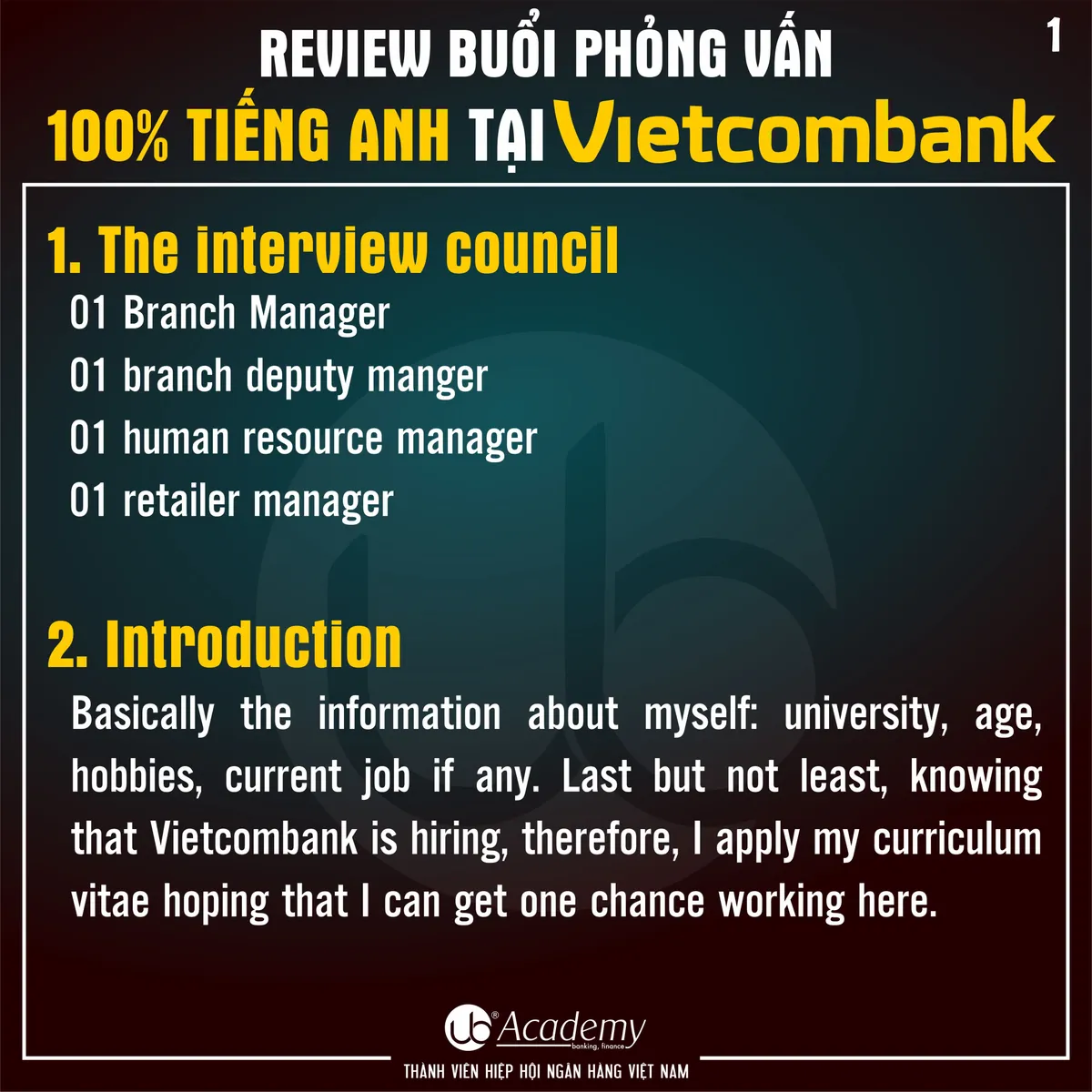 Ảnh minh họa – Review Phỏng vấn 100% Tiếng Anh tại Vietcombank năm 2019
