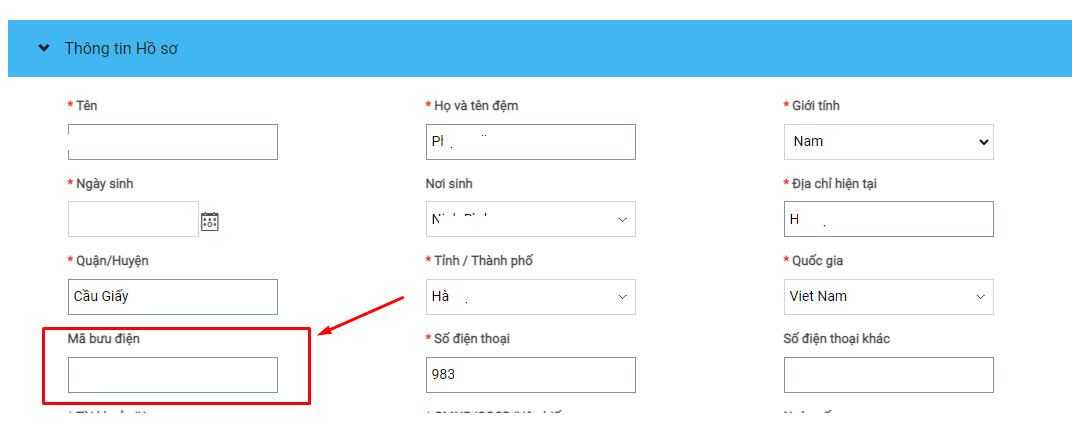 Ảnh minh họa – Mã bưu điện khi ứng tuyển Vietcombank 2023