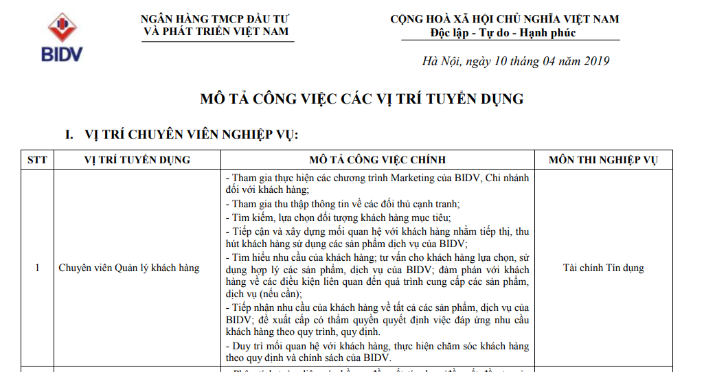 Ảnh minh họa – BIDV tuyển dụng Vị trí nào nhiều nhất cho đợt tuyển Tập trung tháng 10.2019